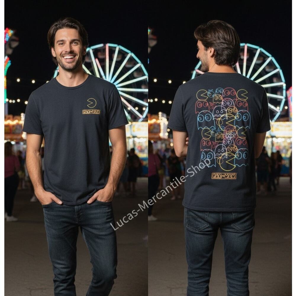 Pac Man Neon Graphic C Life Black T Shirt Men’s Large 42 Chest